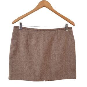 Y2K Old Navy Mini Skirt Tweed Wool Blend Low Rise Academia Preppy Size 6 Brown